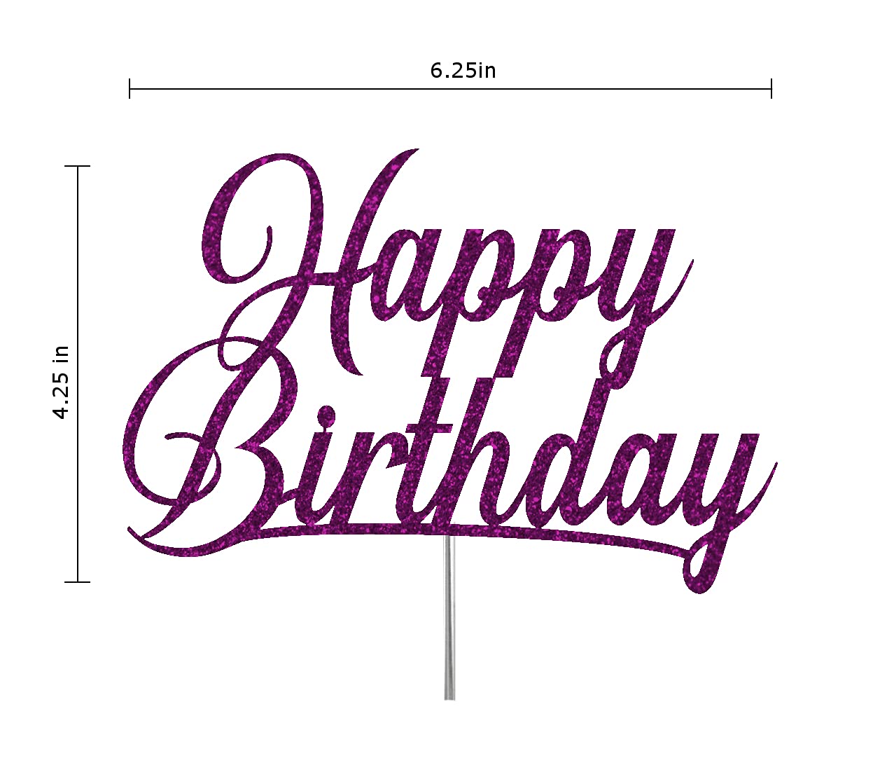 RokAPary Happy Birthday Glitter Cake Topper, Sturdy Double-Sided Acrylic, Purple