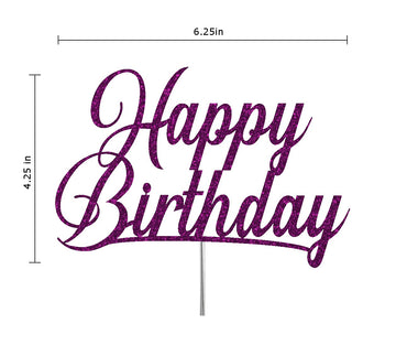 RokAPary Happy Birthday Glitter Cake Topper, Sturdy Double-Sided Acrylic, Purple