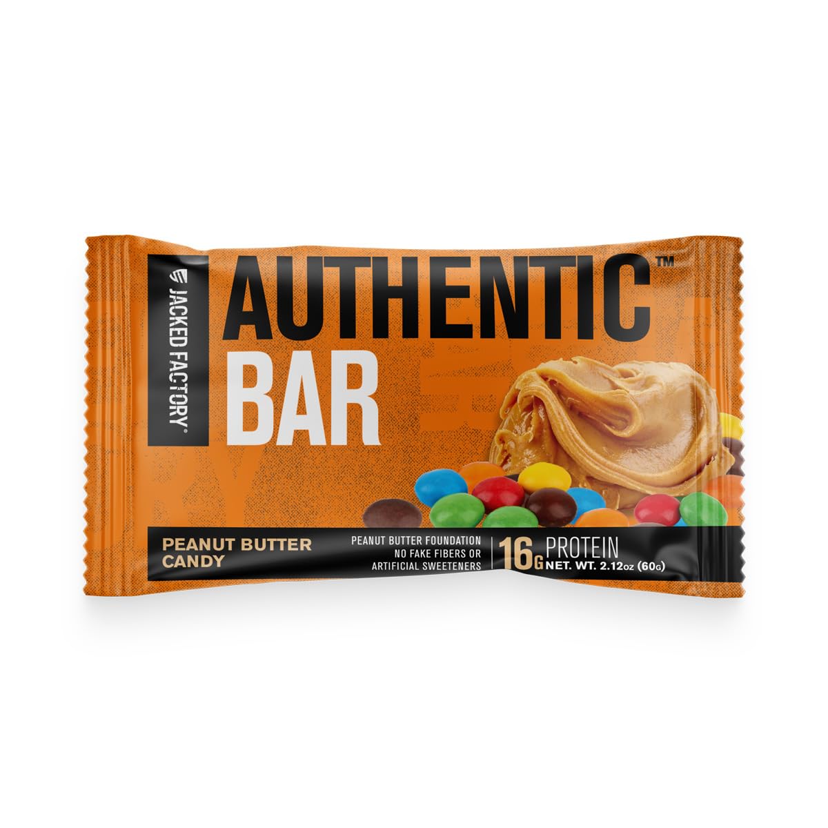 Authentic Bar Peanut Butter Candy Protein Bars - Tasty Meal Replacement Energy Bars w/ 16g Whey Protein Isolate, Natural Sugars