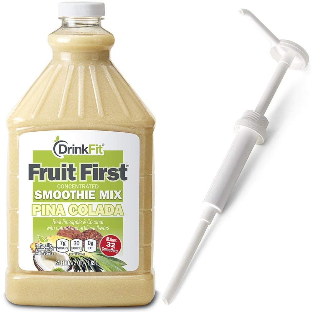 DrinkFit Fruit Smoothie | Real Fruit Puree, Low Sugar, Gluten:Free & Non:GMO, Pina colada Smoothie Mix : Makes 32 Smoothies, 64 