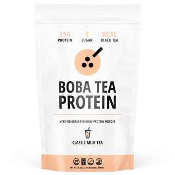 Boba Tea Protein Classic Milk Tea Protein Powder | 25g Grass-Fed Whey Isolate | Gluten-Free | 19 Servings