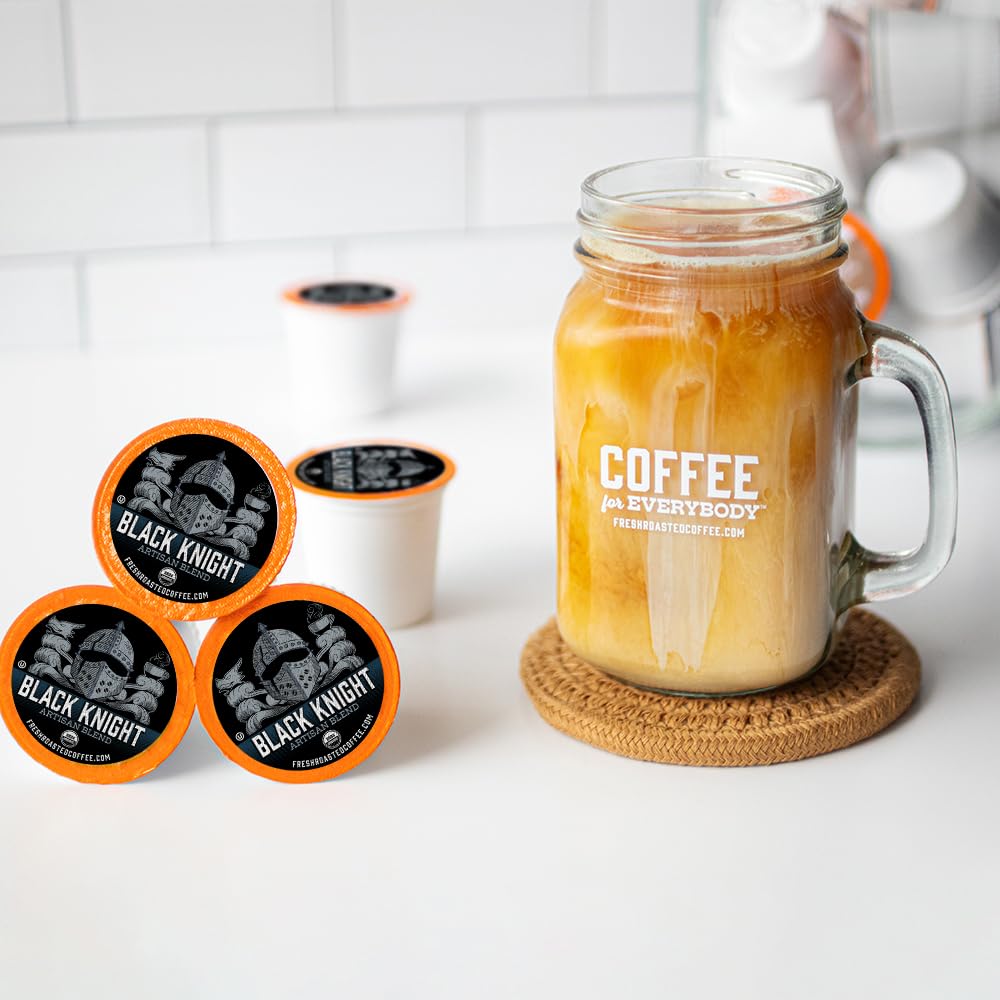 Fresh Roasted Coffee Organic Black Knight Dark Roast K-Cup Compatible 24 Pods Coffee