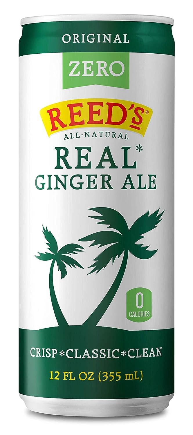 Reeds Zero Sugar Ginger Ale - Organic Ginger - 12oz Slim Cans, 24 Pack