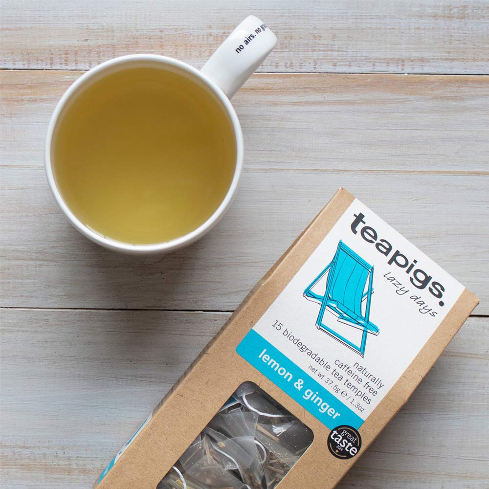 teapigs Herbal Tea Bags, Ginger Lemon Flavor, 50 Count, Made with Whole Leaves