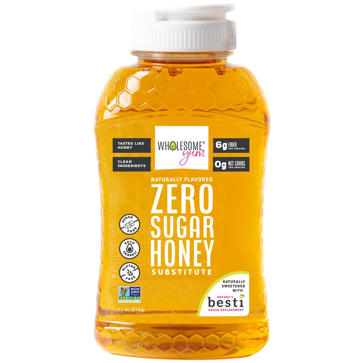 Wholesome Yum Zero Sugar Honey Substitute (Keto Honey) - Natural Sugar Free Honey Alternative With Monk Fruit & Allulose - Zero