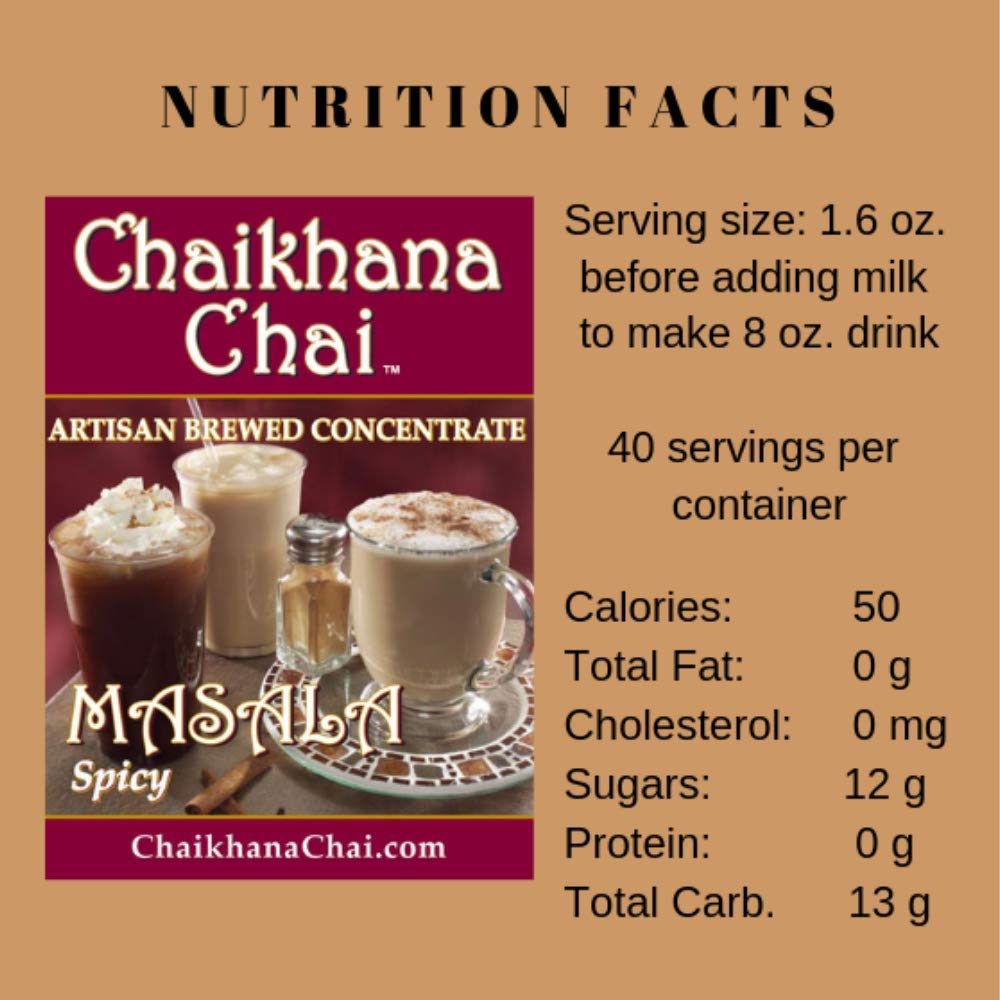 Chaikhana Chai - Spicy Masala Chai Concentrate - Makes (40) Drinks - Slow Brewed With Organic Black Tea, Ginger And Fresh Crushe