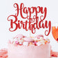 Fmiyuneea Happy Birthday Cake Topper- Glitter Happy Birthday Cake Decor, Handmade Anniversary/Birthday Party Supplies (Red)