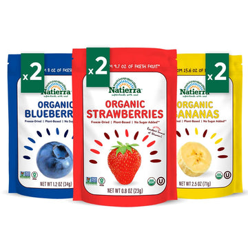 Natierra Organic Freeze-Dried Blueberry, Banana & Strawberry | Usda Organic, Non-Gmo & Vegan | Variety Pack (Of 6)