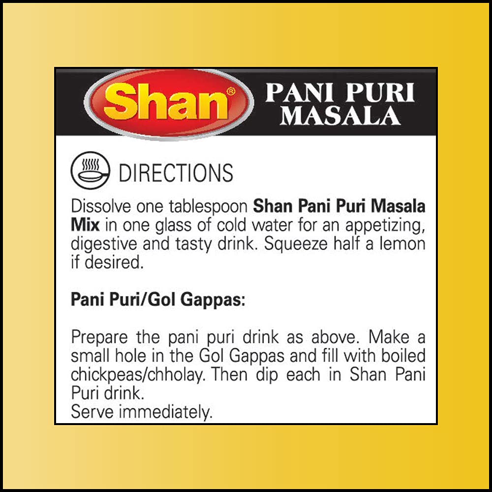 Shan Pani Puri Seasoning Mix 3.52 Oz (100G) - Spice Powder For Spicy Digestive Drink - Suitable For Vegetarians - Airtight Bag I