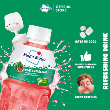 Mogu Mogu Watermelon Juice Drink with Nata de Coco, 1.8 Fl Oz (Pack of 6)