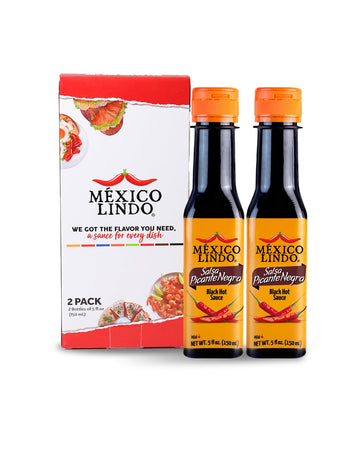 Mexico Lindo Picante Negra Hot Sauce Display, 5 fl oz, Pack of 2