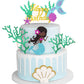 Alissar Glitter Mermaid Theme Birthday Cake Topper With Seaweed And Mermaid, Cake Cupcake Toppers For Girls Mermaid Themed Birth