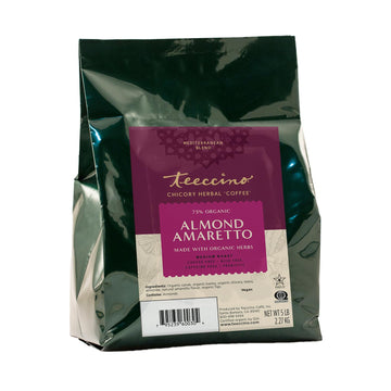Teeccino Almond Amaretto Coffee Alternative, Caffeine Free, Medium Roast, 5LB Bag