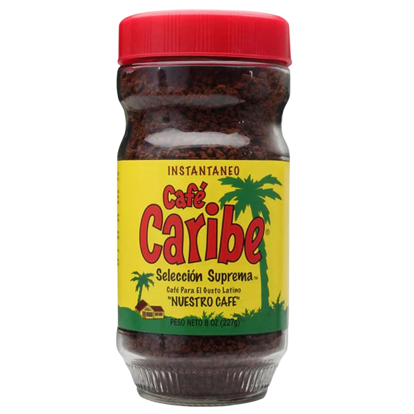 Cafe Caribe Latin Flavored Inspired Instant Espresso Coffee  Dark Roast  Resealable Jar - 8 Ounce