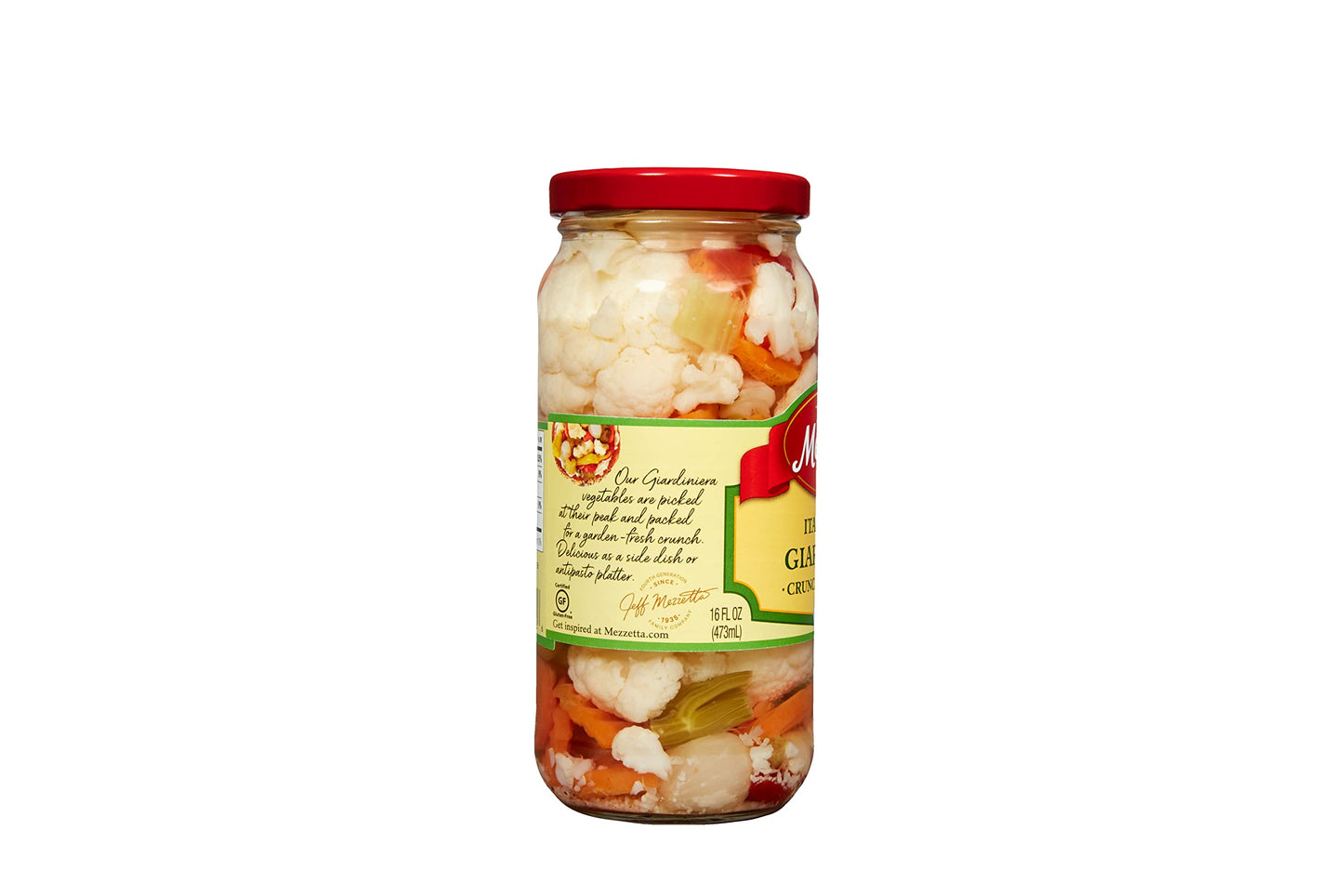 Mezzetta Italian Mix Giardiniera, Mild Heat | Gluten Free, Keto | 16 Fluid Ounce Jar (Pack Of 6)