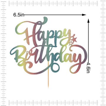 Crseniny Happy Birthday Cake Topper,Rainbow Glitter Birthday Sign Cake Decorations,Anniversary Party/Birthday Party Decoration S