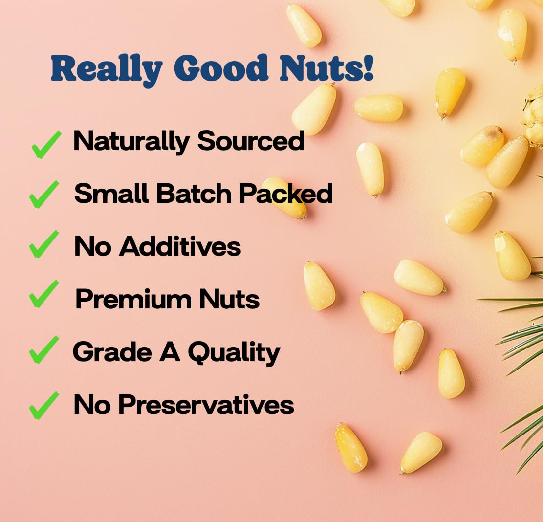 Really Good Nuts! Raw Pine Nuts, Gluten-Free, Unsalted, 1 Pound, Ideal for Cooking & Baking
