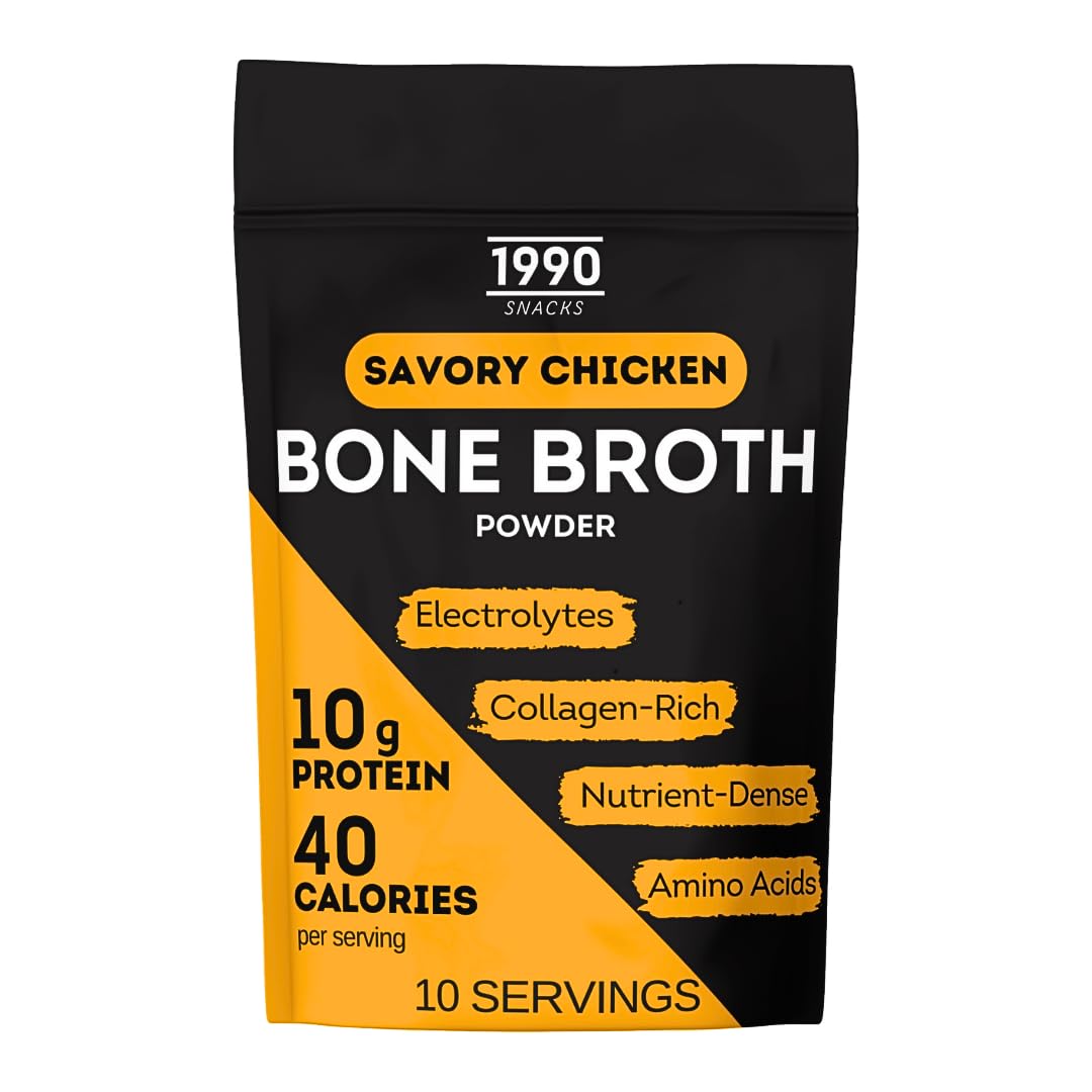Top-Grade Chicken Bone Broth Powder  10 Servings  100% Made & Sourced In Usa  10G Protein For Only 40 Calories Per Serving  Non-Gmo  Collagen & Nutrient Rich (10 Servings  Savory Flavor)