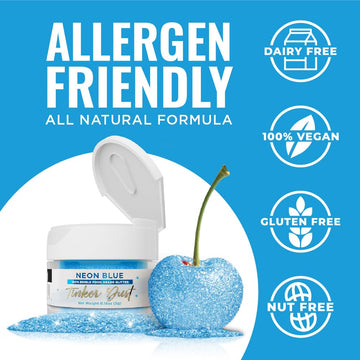 Bakell - Neon Blue Tinker Dust (5G, 1X Jar) Edible Glitter For Food, Desserts, And Beverages!