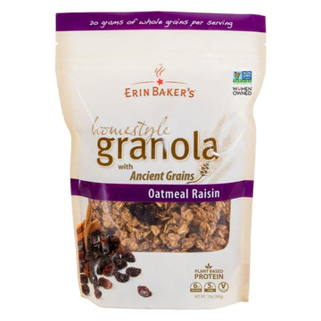 Erin Baker'S Homestyle Granola, Oatmeal Raisin, Gluten-Free, Ancient Grains, Vegan, Non-Gmo, Cereal, 12-Ounce Bags (Pack Of 6),510