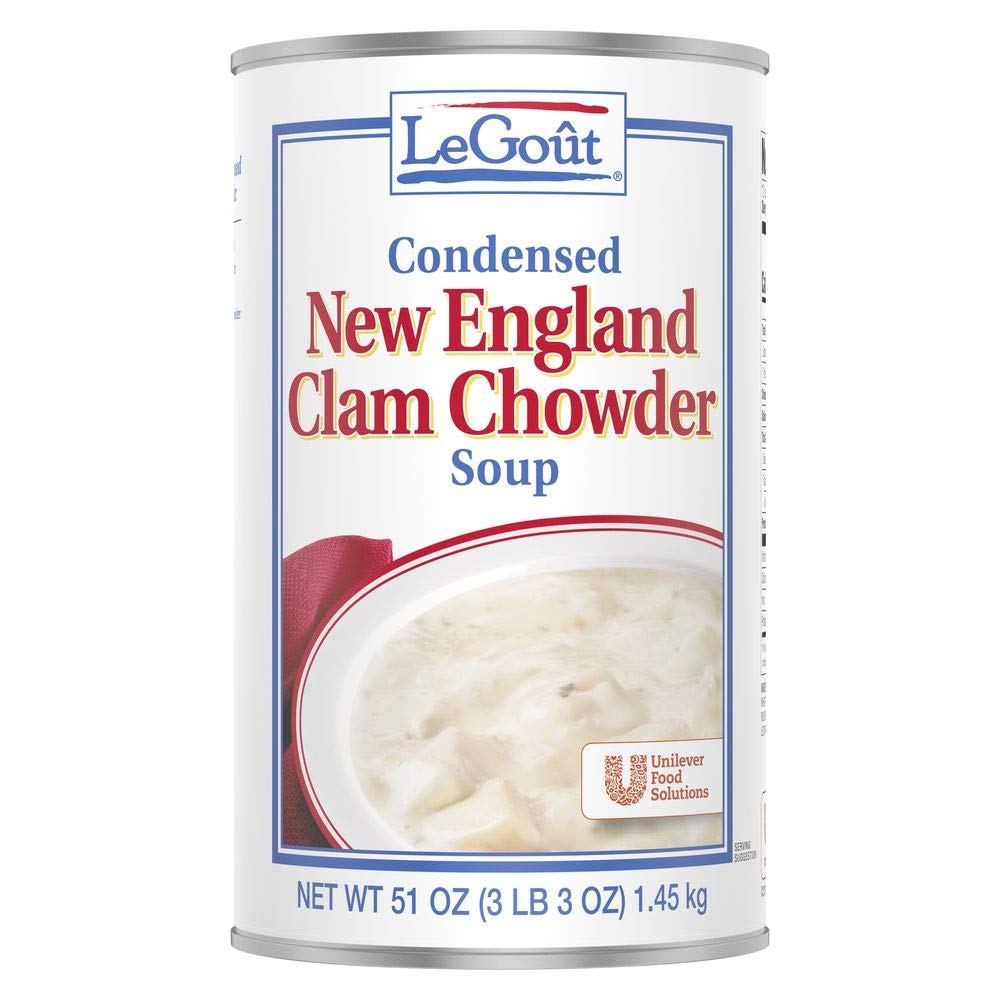LeGout New England Clam Chowder Condensed Canned Soup, 0g Trans Fat, 51 oz, Pack of 12