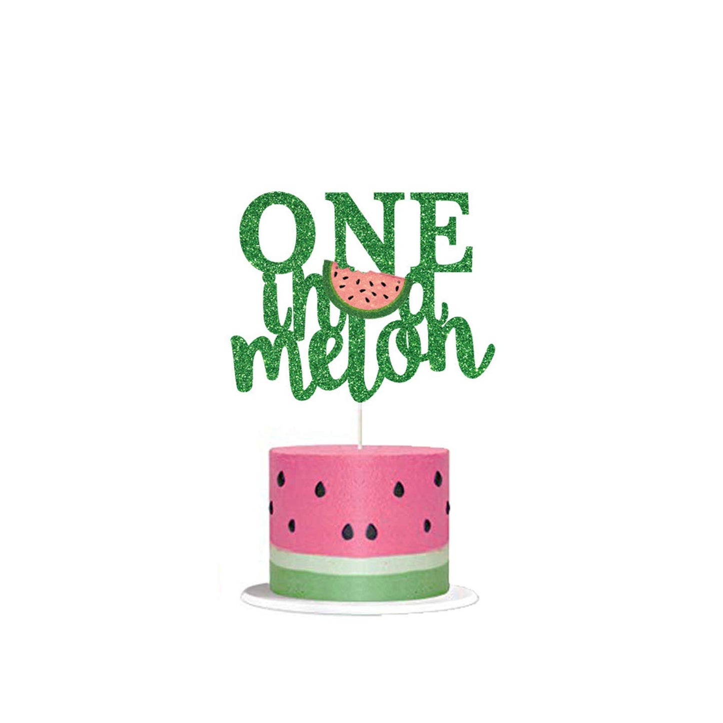 Czolden Watermelon Cake Toppers Kits One In A Melon Cupcake Topper Baby Shower 1St Birthday Party Supplies Paper Cake Decoration