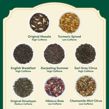 Vahdam, Founder'S Select - Assorted Tea In Presentation Box - 8 Flavors, 40 Pyramid Tea Bags | Long Leaf Pyramid Tea Variety Pac