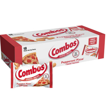 Combos Pepperoni Pizza Cracker Baked Snacks Bag 1.7 Ounce, 18 Count (Pack Of 2)