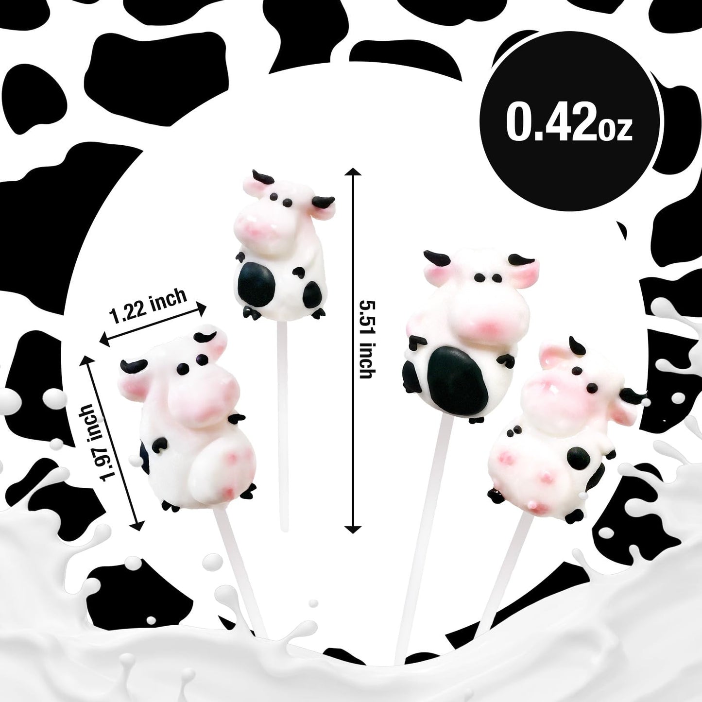 Cow Lollipops Individually Wrapped - 24 Cow Candy Party Suckers - Cow Themed Party Occasions, A Taste Of Farm Favor Of Mixed Fru