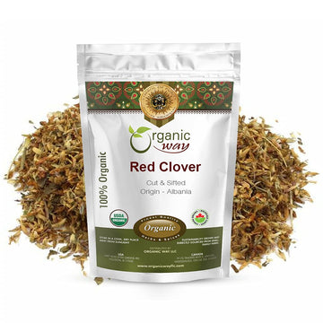 Organic Way Red Clover Flower Cut & Sifted (Trifolium Pratense) - Herbal Tea | European Wild-Harvest | Organic & Kosher Certifie