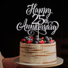 AROKIPPRY Silver Glitter Happy 25th Anniversary Cake Topper - Company Anniversary Party /25th Birthday Party Decorations