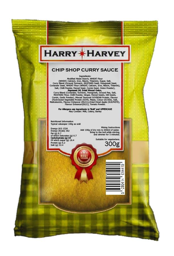 Harry Harvey 300g Chip Shop Curry Sauce Powder, Chippy, Takeaway Chips Curries. As used by Chippies and Fish Shops