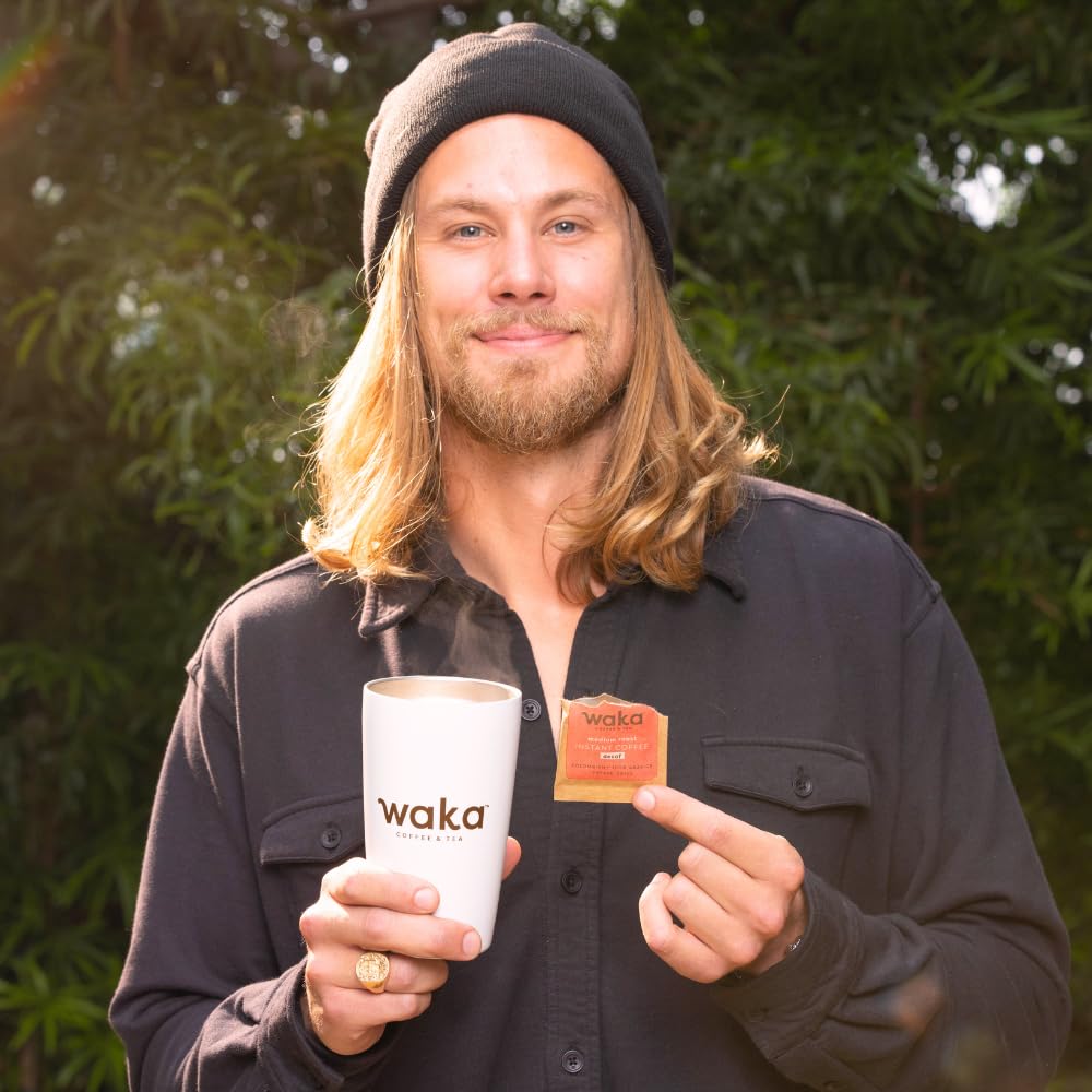 Waka Instant Coffee, Decaffeinated Medium Roast - 100% Arabica Colombian Beans, Freeze Dried Granules, No Additives - Single Ser