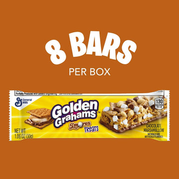 Golden Grahams Breakfast Cereal Treat Bars, S'Mores, Snack Bars, 8 Ct