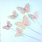 22Pcs Pink Butterfly Cupcake Toppers And 1Pcs Gold Metal Acrylic Panel Cake Toppers Cake Decorations For Girls Women Happy Birth