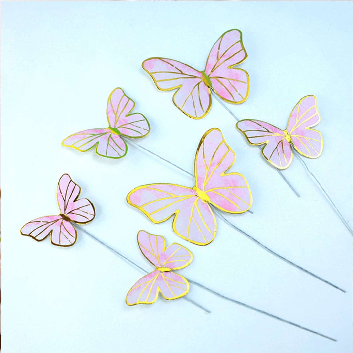 22Pcs Pink Butterfly Cupcake Toppers And 1Pcs Gold Metal Acrylic Panel Cake Toppers Cake Decorations For Girls Women Happy Birth