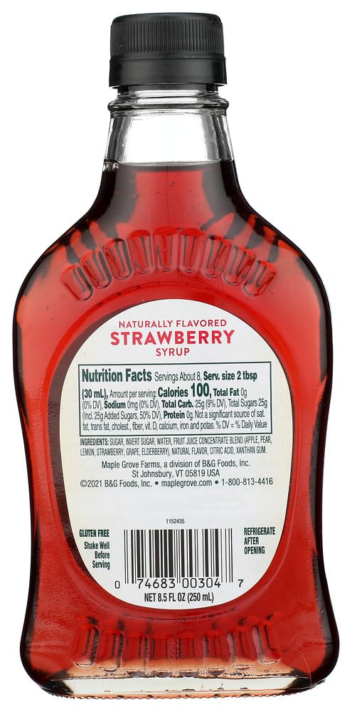 Maple Grove Farms Strawberry Syrup, 8.5 Ounce, 6 Count Pack