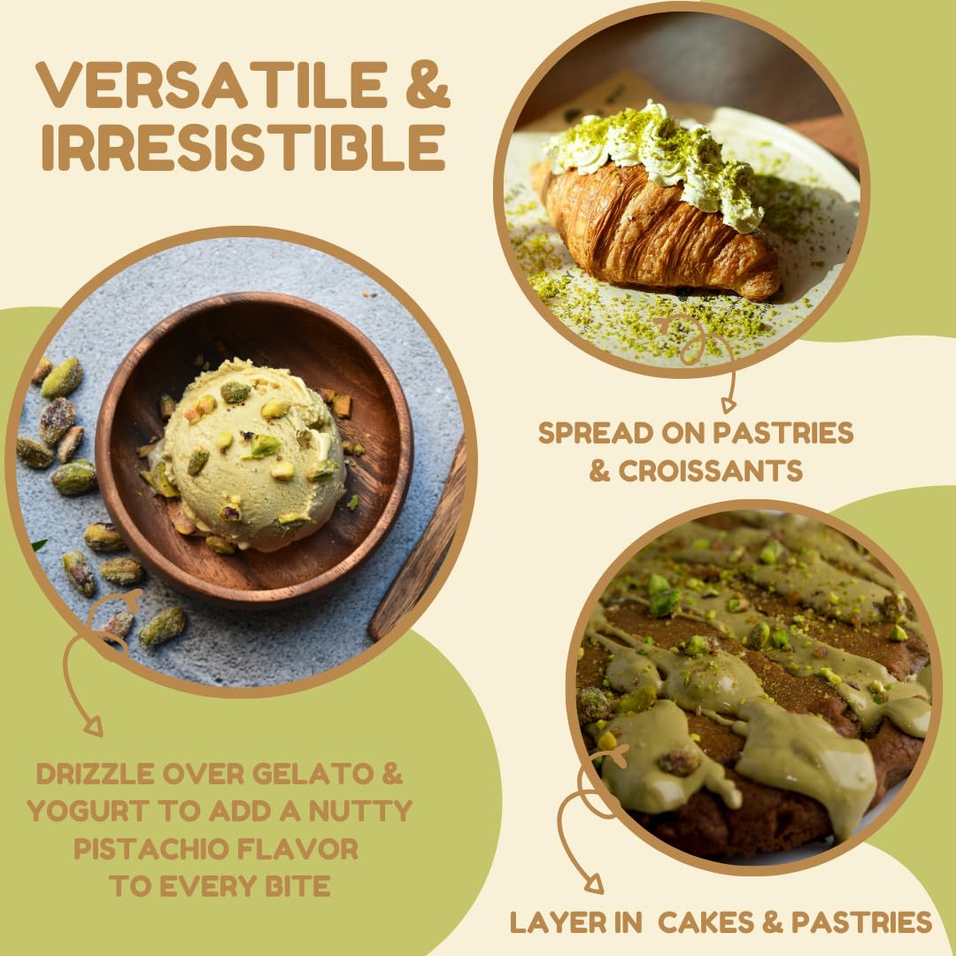 Alma Gourmet Sicilian Pistachio Cream Spread - 7.05oz (200g) - Ideal for Spreading on Bread, Waffles, Pancakes, and Desserts