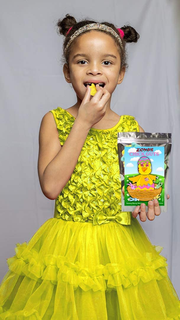 Zombie Chick Guts Gummy Mixed Fruit Flavored Bunny Head Fun Unique Halloween Candy Gag Gift For Birthday Girls, Boys, Kids & Tee
