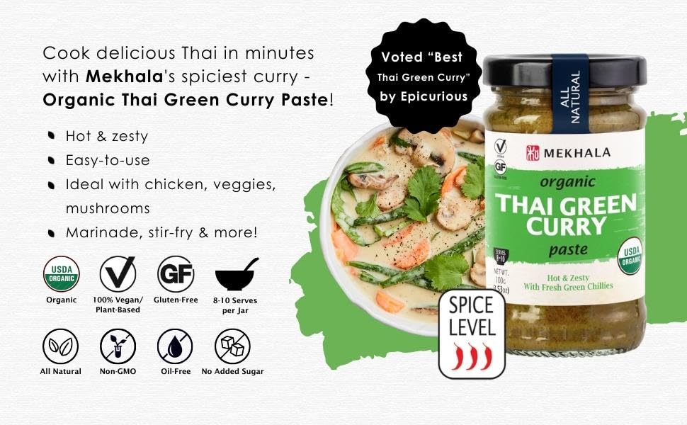 Mekhala Organic Gluten-Free Thai Green Curry Paste - 3.53oz - Pack of 1