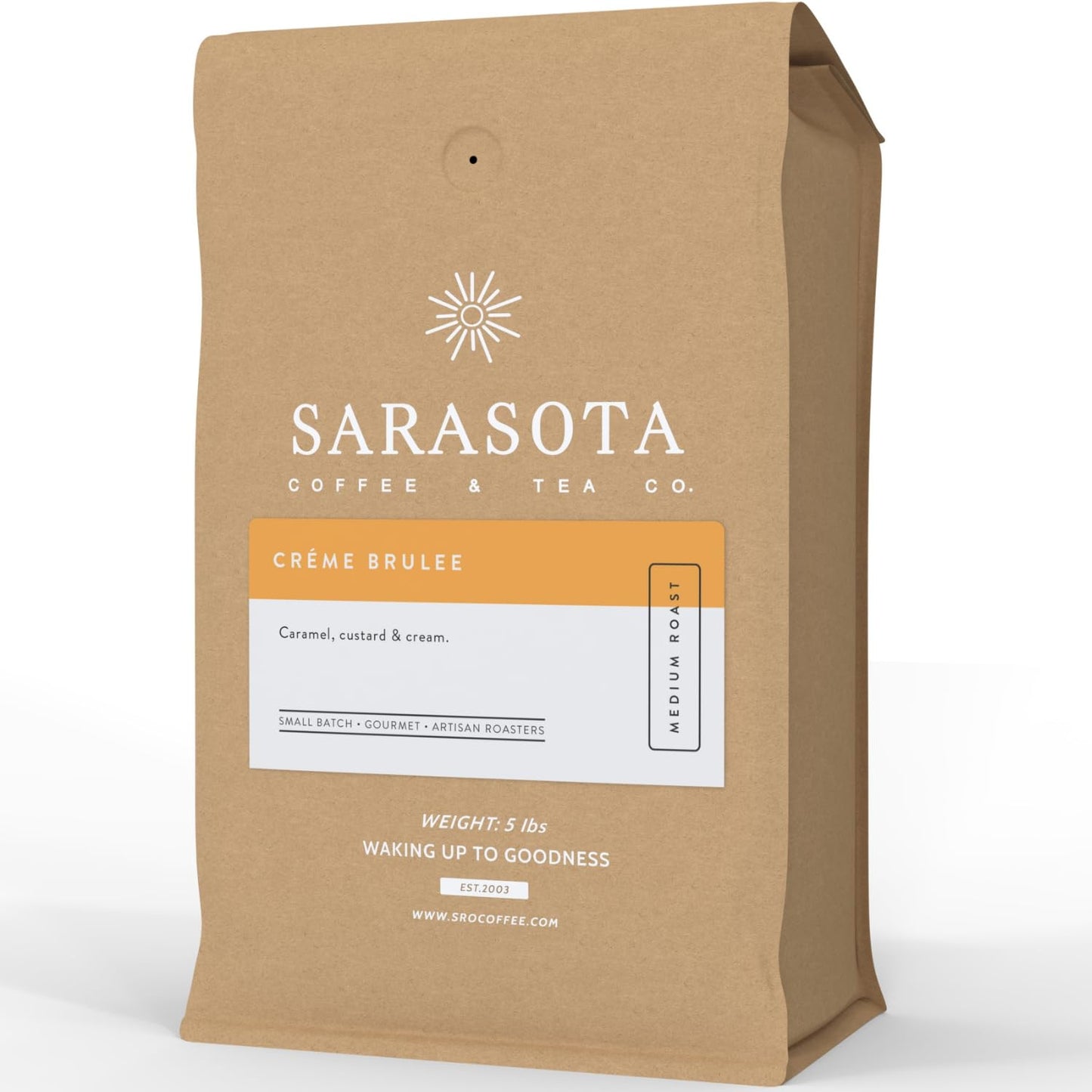Sarasota Coffee Whole Bean Creme Brulee | Medium Roast Gourmet Flavored Coffee Beans | Low Acid, Mold Free, Specialty Grade Bulk