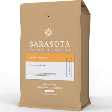 Sarasota Coffee Whole Bean Creme Brulee | Medium Roast Gourmet Flavored Coffee Beans | Low Acid, Mold Free, Specialty Grade Bulk