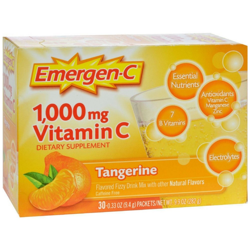 Emergen-C Vitamin C Drink Mix Packets, Tangerine Flavor, 30 Packets, 9.9 Ounce (Pack of 6)