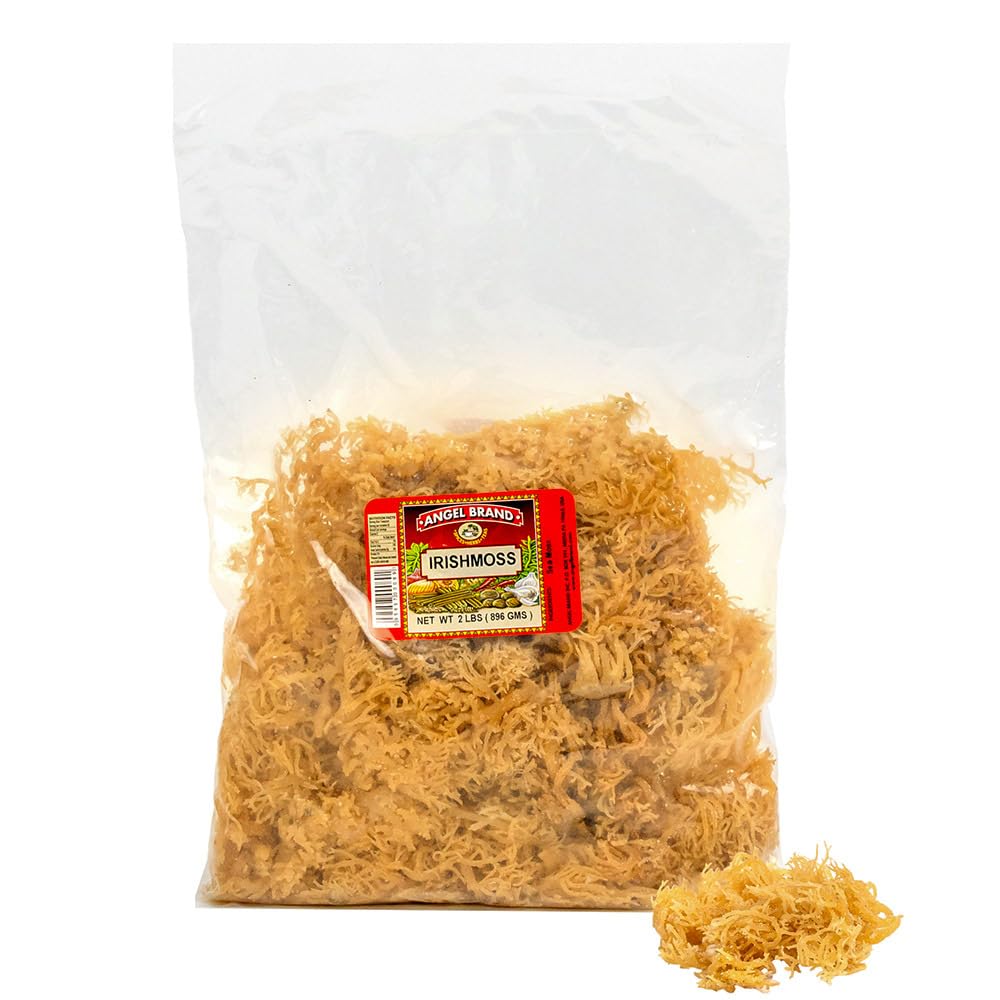 Angel Brand Irish Sea Moss 2 Lbs Pouch - Nutrient-Rich Sea Vegetable Harvested from Clean Ocean Waters - Irish Sea Moss Raw - Id