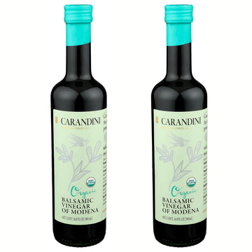 Carandini Silver Leaf Organic Balsamic Vinegar of Modena PGI, Gluten-Free | For Salad, Vegetables, Cheese - Pack of 2, 16.9 Fl o