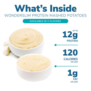 WonderSlim Instant Mashed Potatoes, Garlic, 11g Protein, Low Fat, Gluten Free (7ct)