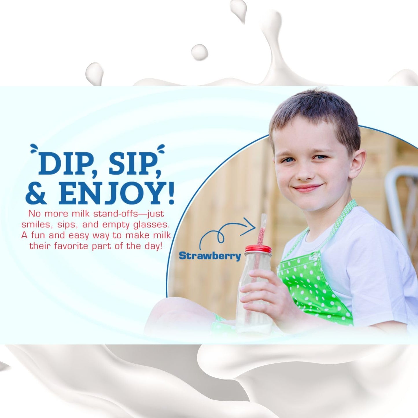 40 Pcs Milky Sip Magical Milk Straws - 4 Assorted Flavors: Chocolate, Strawberry, Cookies & Cream, Cotton Candy 10 Each Flavor -