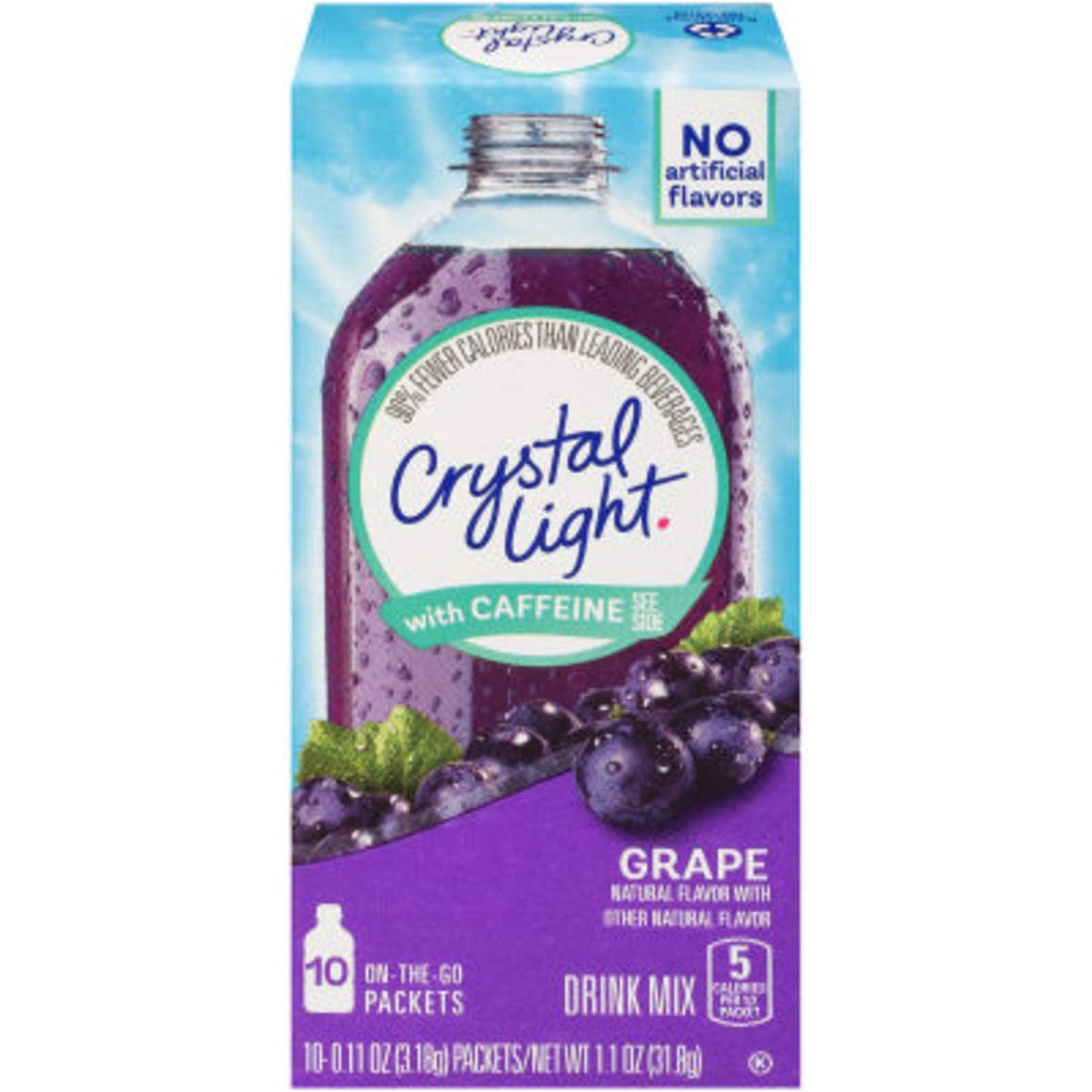 Crystal Light On-the-Go Energy Drink Mix, Sugar-Free G , Caffeinated, 1.1 oz, 10 ct (Pack of 8)