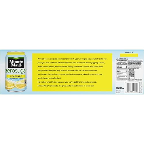 Minute Maid Zero Sugar Lemonade soda 12 fl oz, 15 pack, total 180 fl oz