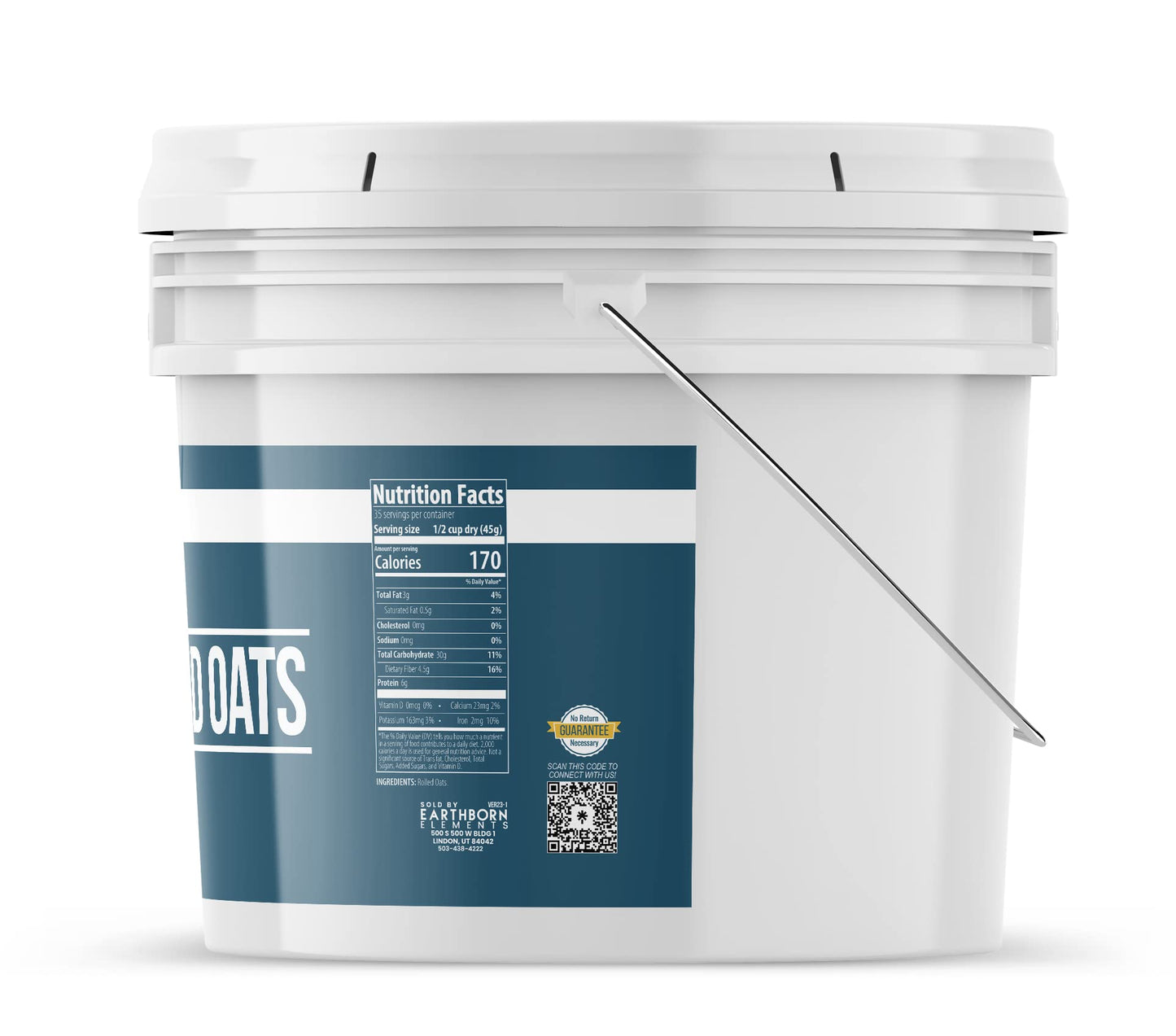 Earthborn Elements Gluten Free Rolled Oats 1 Gallon, Old Fashioned Oats, Bulk Size